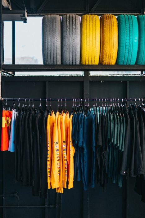 An image of color blocking in a store. 