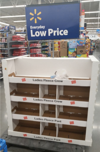étalage vide chez Walmart