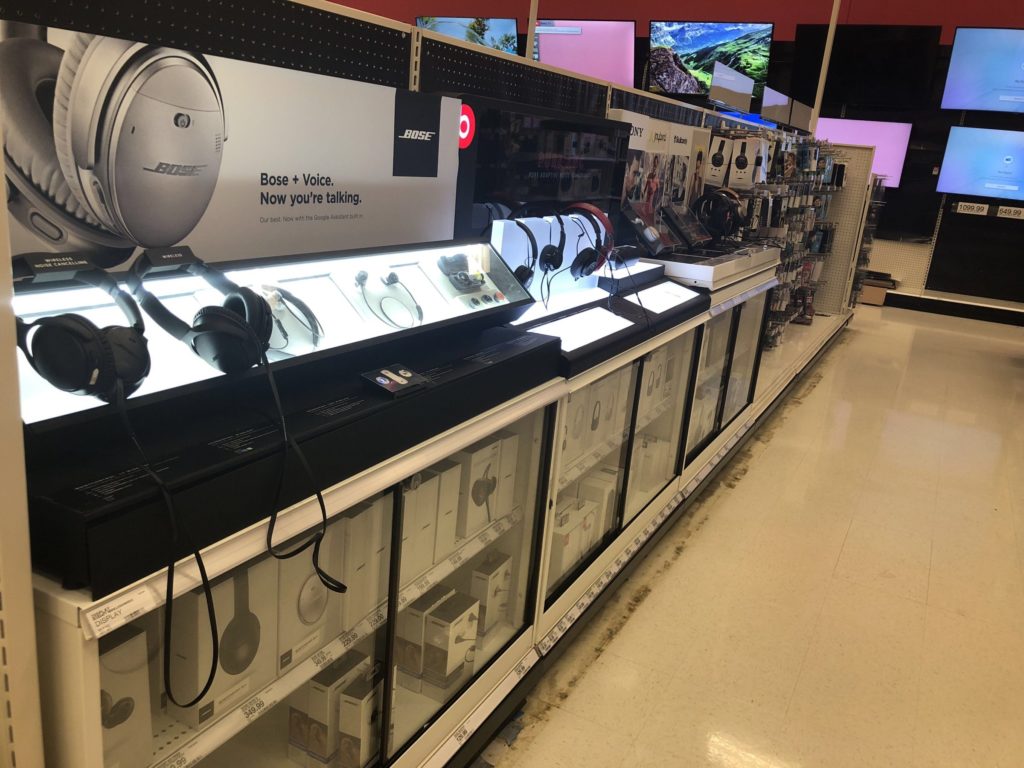 Headphones display at Target.